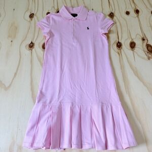 Ralph Lauren Girls Pink Polo Shirt Dress Size Large 12-14